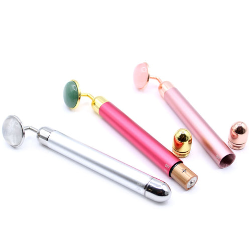 Rouleau de Massage Visage Vibrant en Quartz