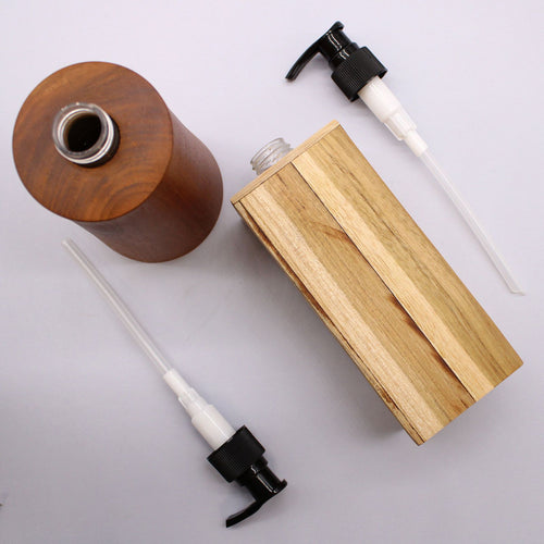 Distributeur de Savon en Teck Naturel – Modèle Carré
