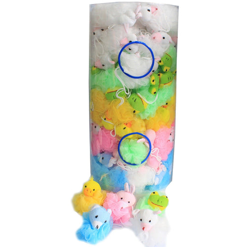 Éponges de bain scrunchies animaux en coton - lot de 5