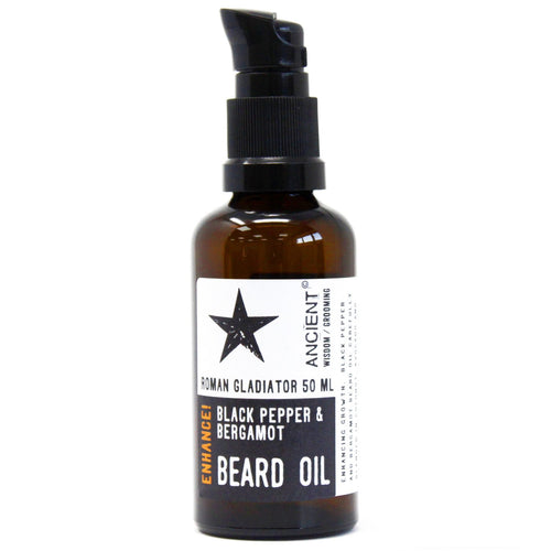 Huile à Barbe Naturelle Poivre Noir & Bergamote - Roman Gladiator 50ml
