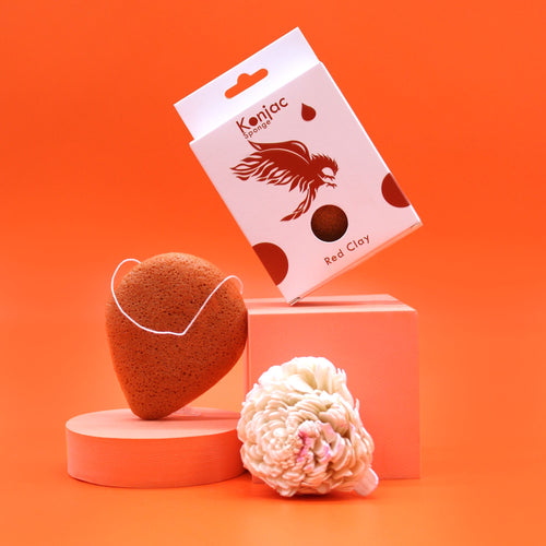 Éponge Konjac Goutte – Argile Rouge