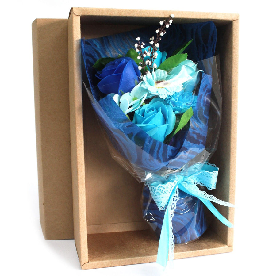 Bouquet de Fleurs de Savon en Coffret – Bleu Édition Spéciale