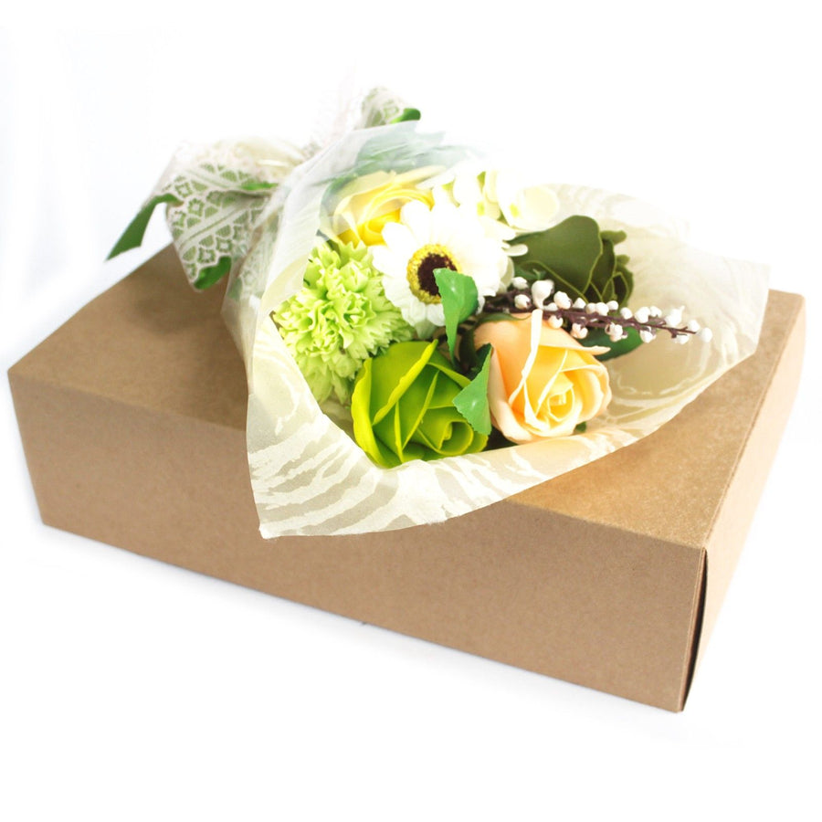 Bouquet de fleurs de savon en coffret - vert