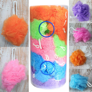 Éponges de Bain Scrunchie – Lot de 5 Coloris Assortis