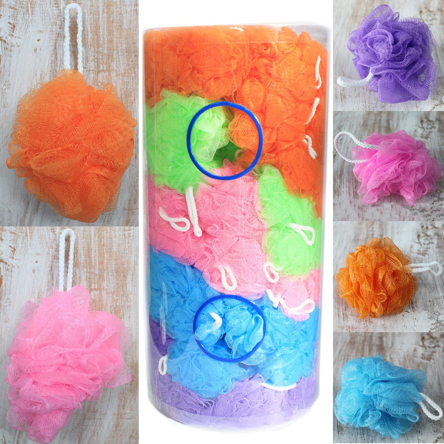 Éponges de Bain Scrunchie – Lot de 5 Coloris Assortis