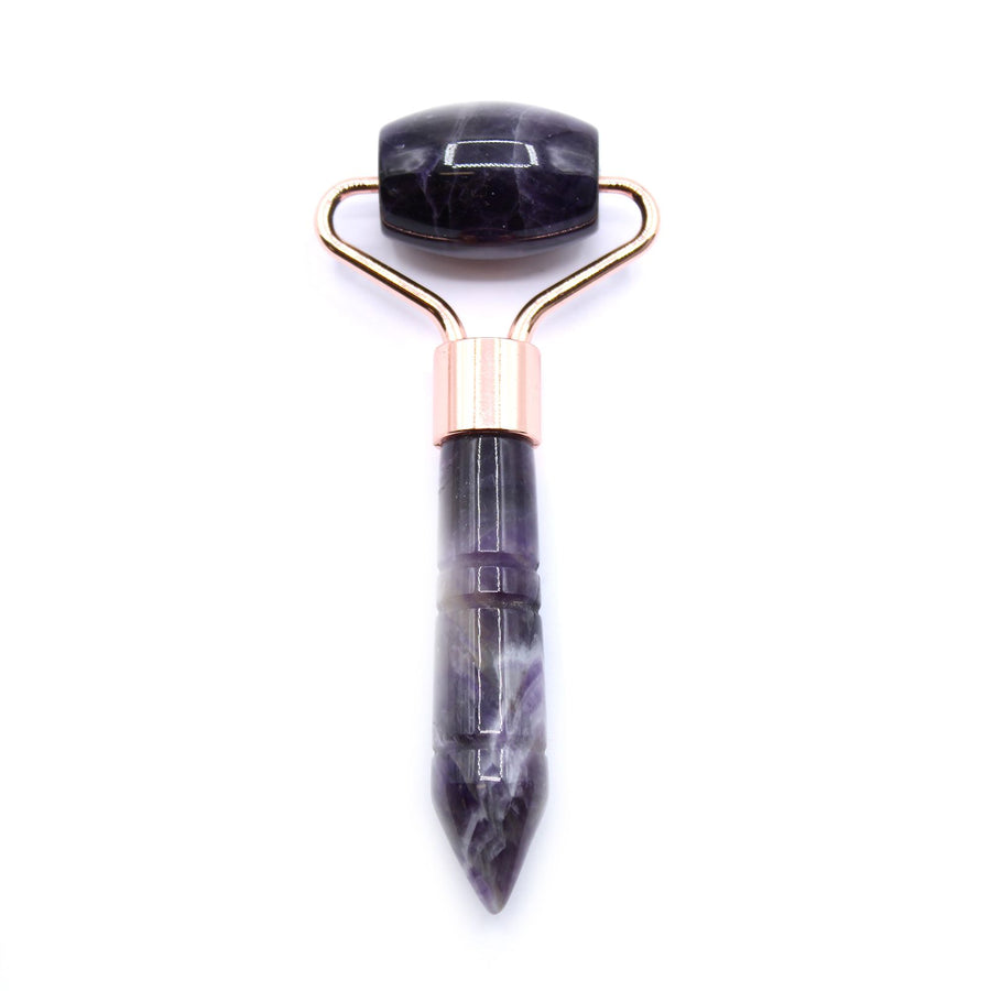 Rouleau de Massage Visage Améthyste - Mini Format