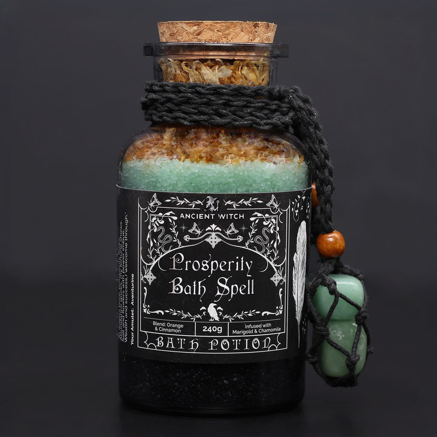 Potion de Bain Sorcière & Amulette en Aventurine – Prospérité