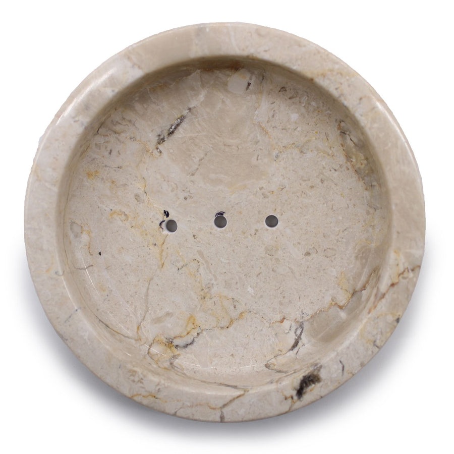 Porte-Savon Marbre Miel – Modèle Rond et Plat