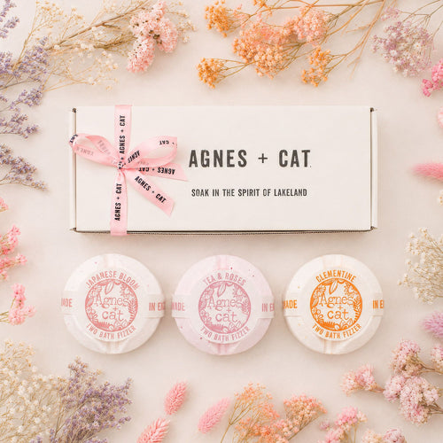 Coffret 3 Bombes de Bain Fleuries & Agrumes – Agnes + Cat