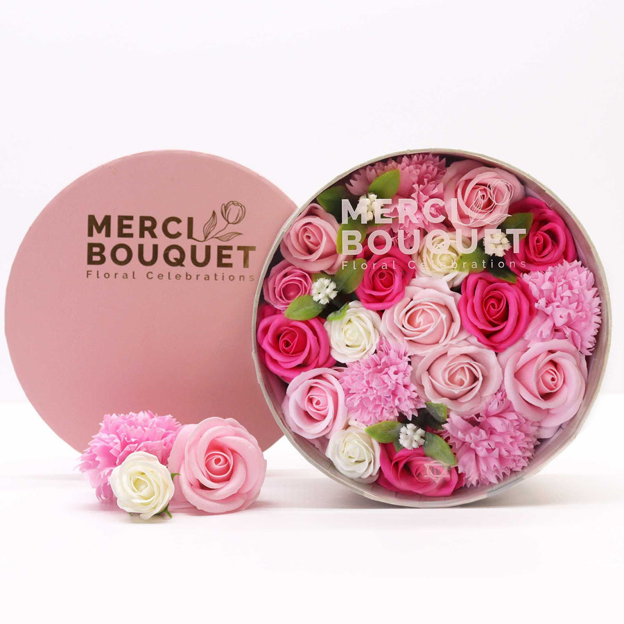 Coffret Naissance Fleurs de Savon Roses
