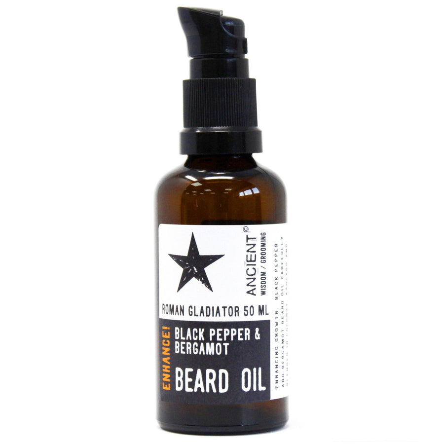 Huile à Barbe Naturelle Poivre Noir & Bergamote - Roman Gladiator 50ml