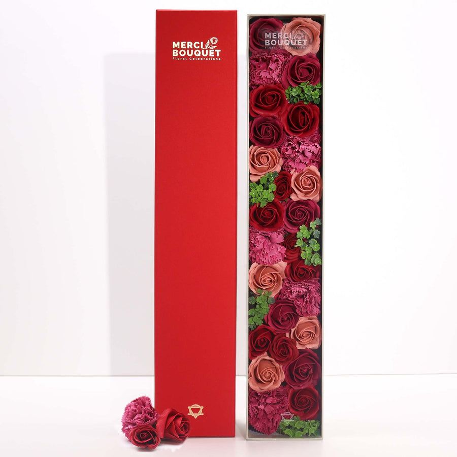 Coffret Long – Fleurs de Savon Roses Vintage