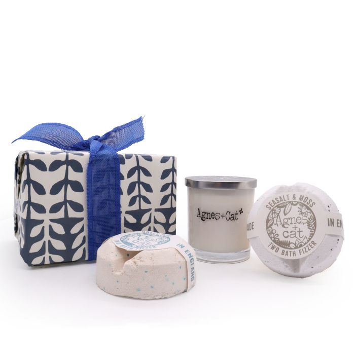 Coffret Cadeau Bougie Violette de Parme & Bombes de Bain Sel Marin