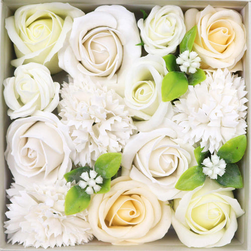 Coffret Fleurs de Savon Mariage - Blanc & Ivoire