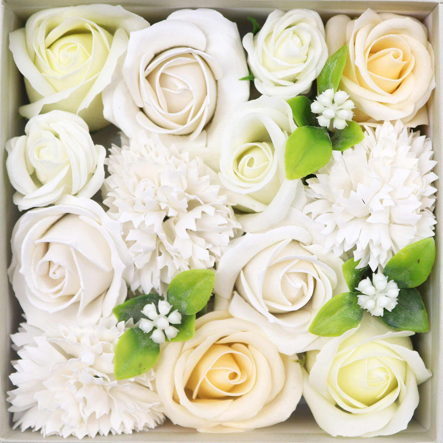 Coffret Fleurs de Savon Mariage - Blanc & Ivoire