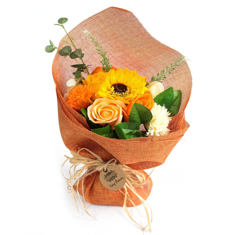 Bouquet de fleurs de savon debout orange