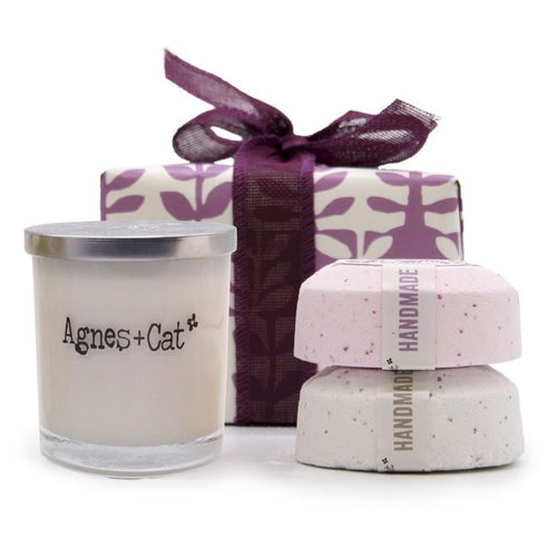 Coffret Cadeau Bougie Pierre de Lune & Bombe de Bain Provence Thé et Roses