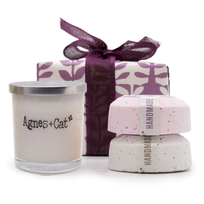 Coffret Cadeau Bougie Pierre de Lune & Bombe de Bain Provence Thé et Roses