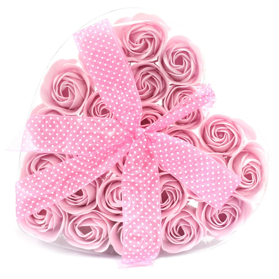 Boîte Cœur 24 Fleurs de Savon Rose