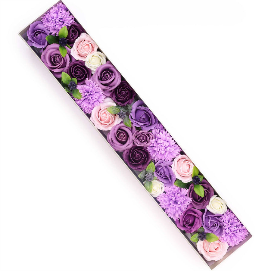 Bouquet de Fleurs de Savon Format Long - Lavande, Rose & Œillet