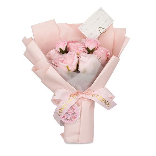 Bouquet de Fleurs de Savon Roses - L'Amour est Éternel