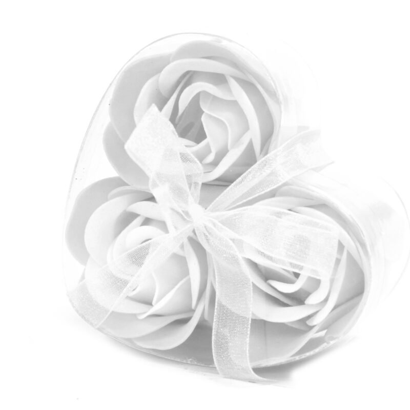 Set de 3 boîtes à savon en forme de coeur - blanc