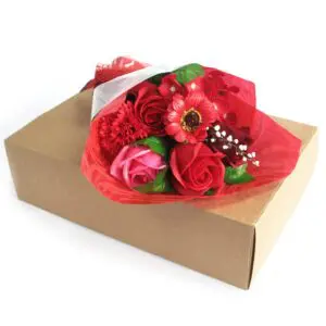 Coffret fleur de savon à la main - Rouge