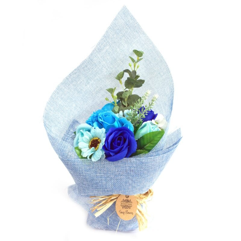 Bouquet de fleurs de savon debout - Bleu