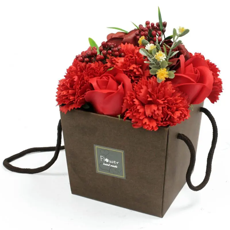 Bouquet de fleur en Savon - Rose rouge et œillet