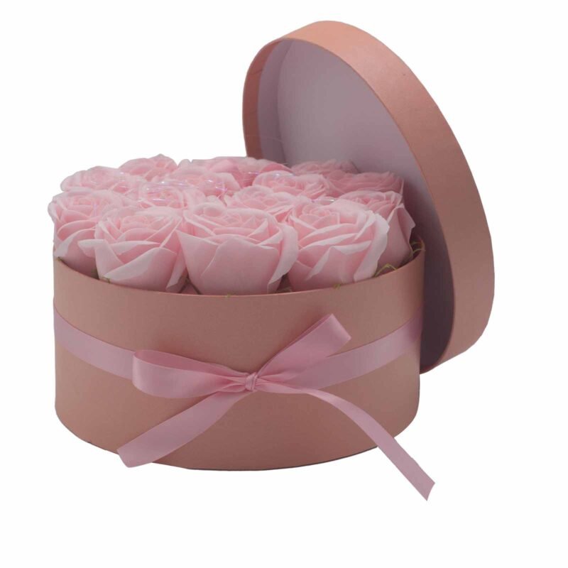Bouquet de fleurs de savon - 14 Roses Roses - Rondes – Image 2