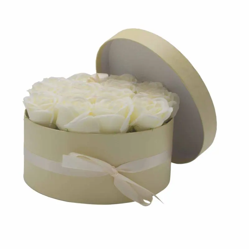 Bouquet de fleurs de savon - 14 Roses Crème - Ronde – Image 2