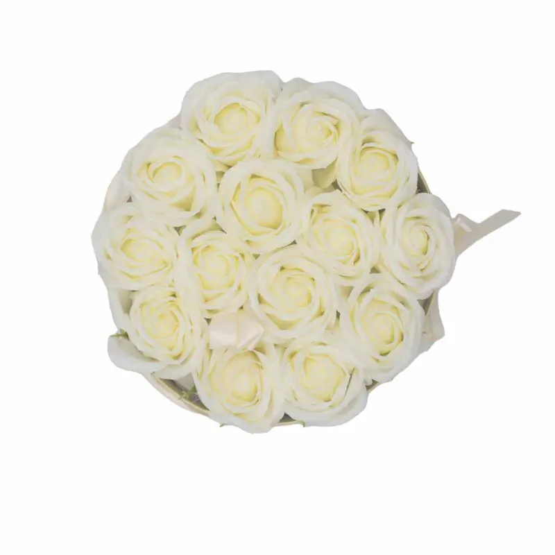 Bouquet de fleurs de savon - 14 Roses Crème - Ronde – Image 3