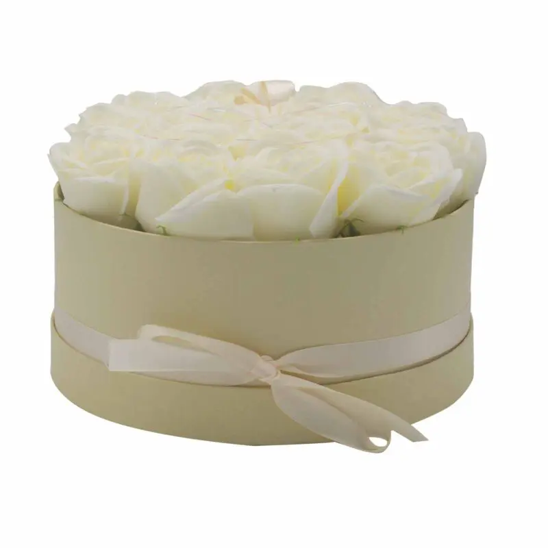Bouquet de fleurs de savon - 14 Roses Crème - Ronde – Image 4