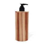 Distributeur de savon en bois de teck naturel - Rond