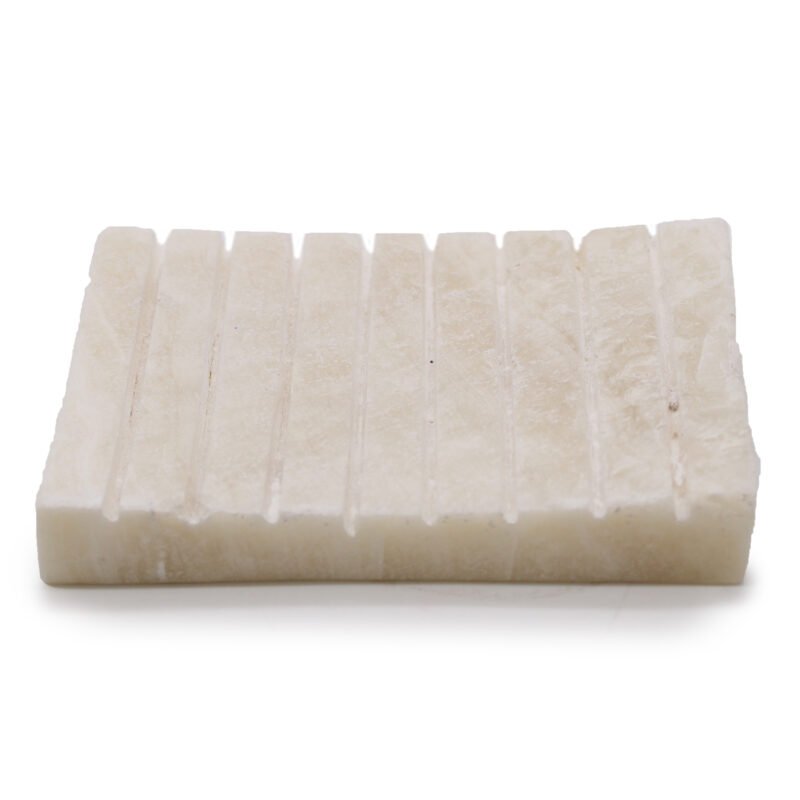 Porte-savon en Pierre Blanche d'Onyx Striée
