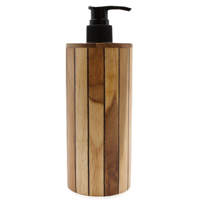 Distributeur de savon en bois de teck naturel - Rond – Image 3