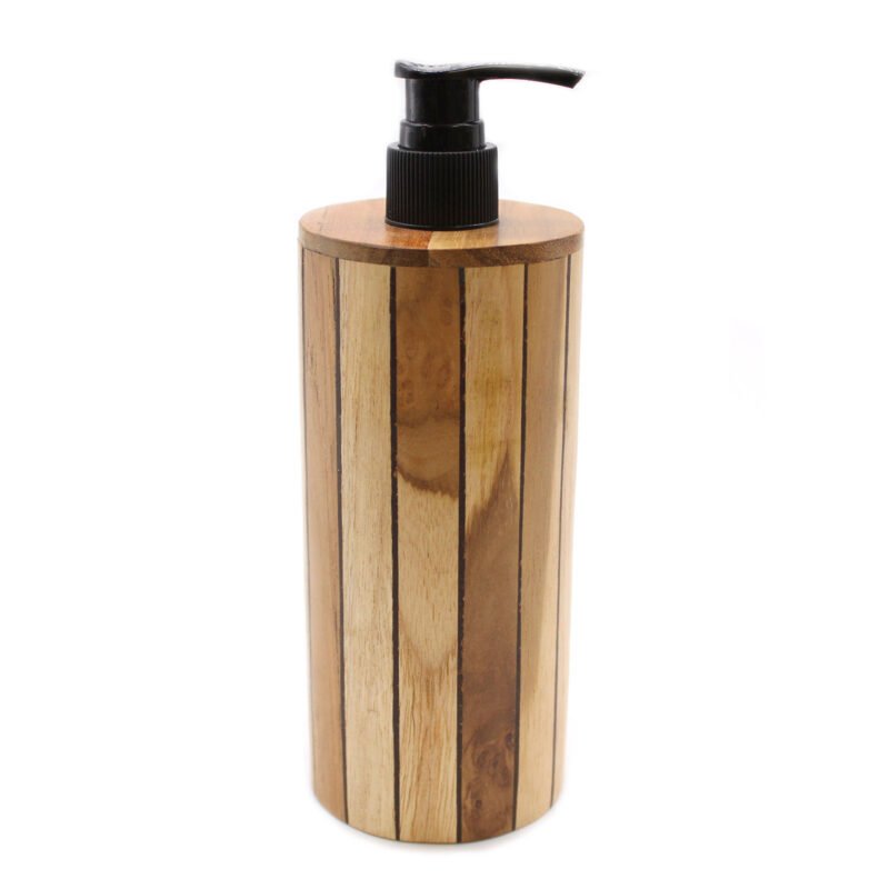Distributeur de savon en bois de teck naturel - Rond – Image 4