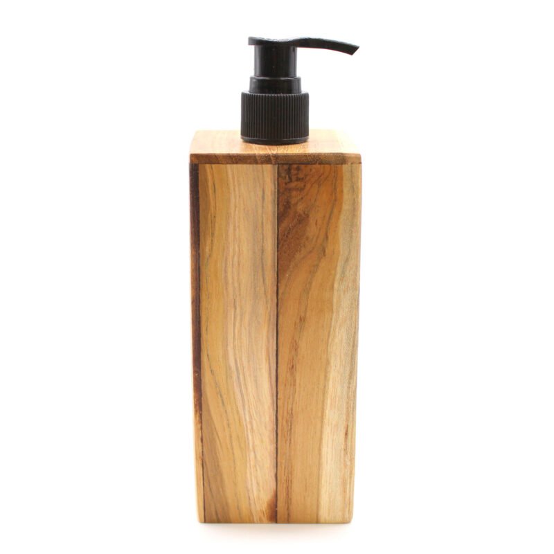 Distributeur de savon en bois de teck naturel - Carré – Image 4