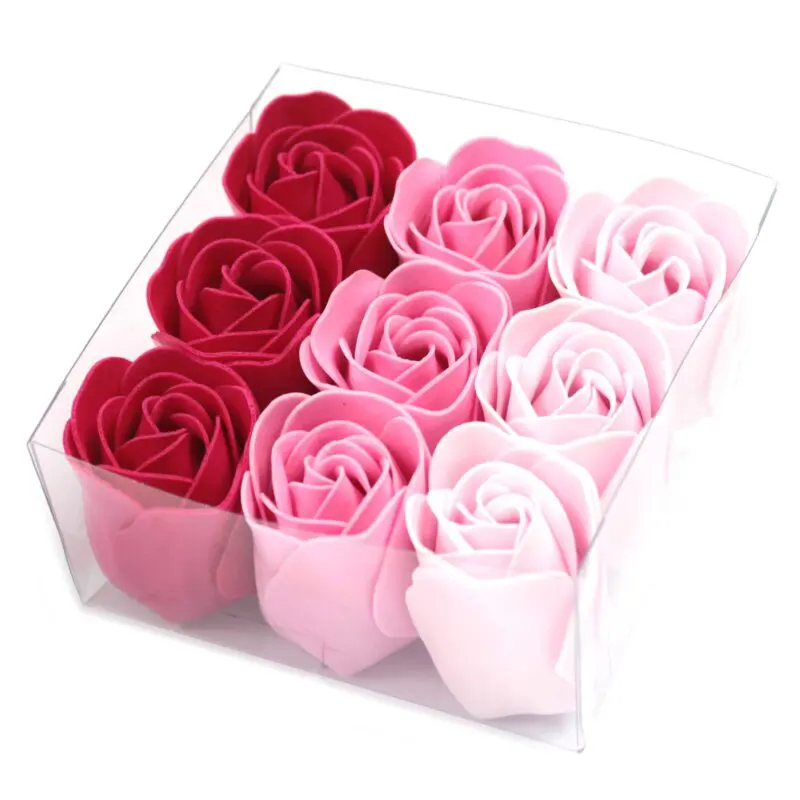 Set de 9 fleurs de savon - Roses roses – Image 2
