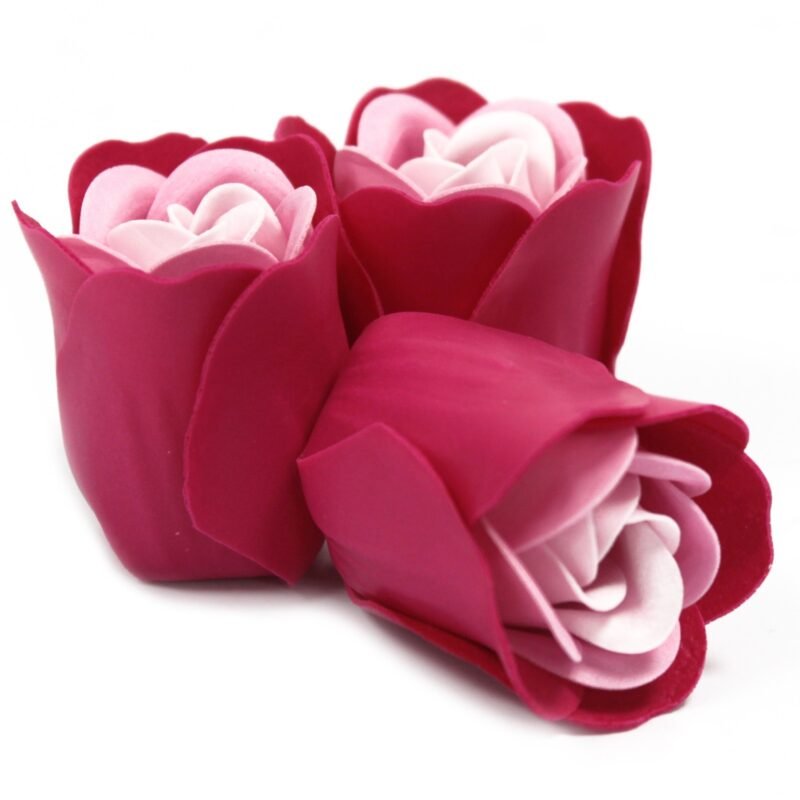 Set de 3 boîtes à coeur en forme de fleur de savon - Roses roses – Image 2
