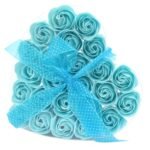 Coffret de 24 fleurs de savon - Roses bleues