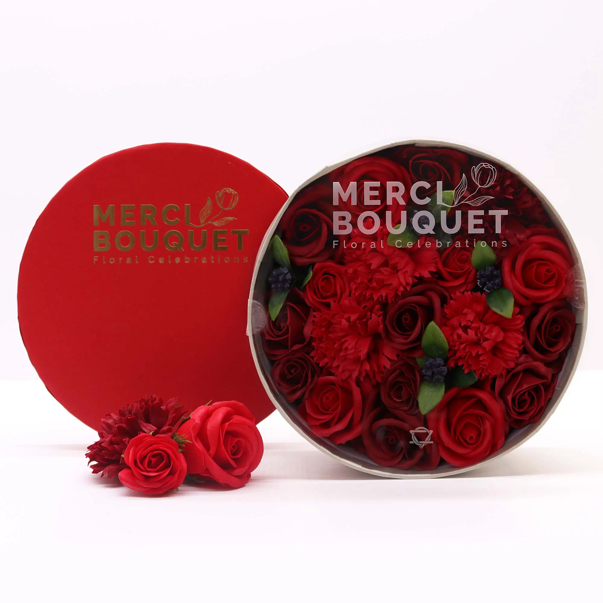 Boites de Fleurs de Savon Dur - Roses Rouges